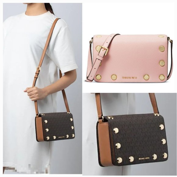 'MICHAEL KORS' 'HOLLY' LEATHER STUDDED CROSSBODY BAG & 'MK' DUST BAG SET - Picture 14 of 16